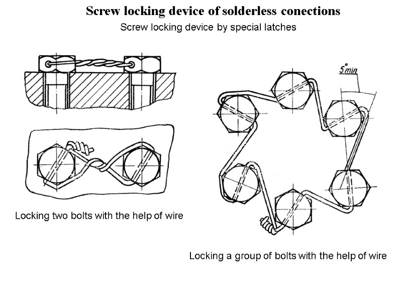 Screw locking device of solderless conections  Locking two bolts with the help of